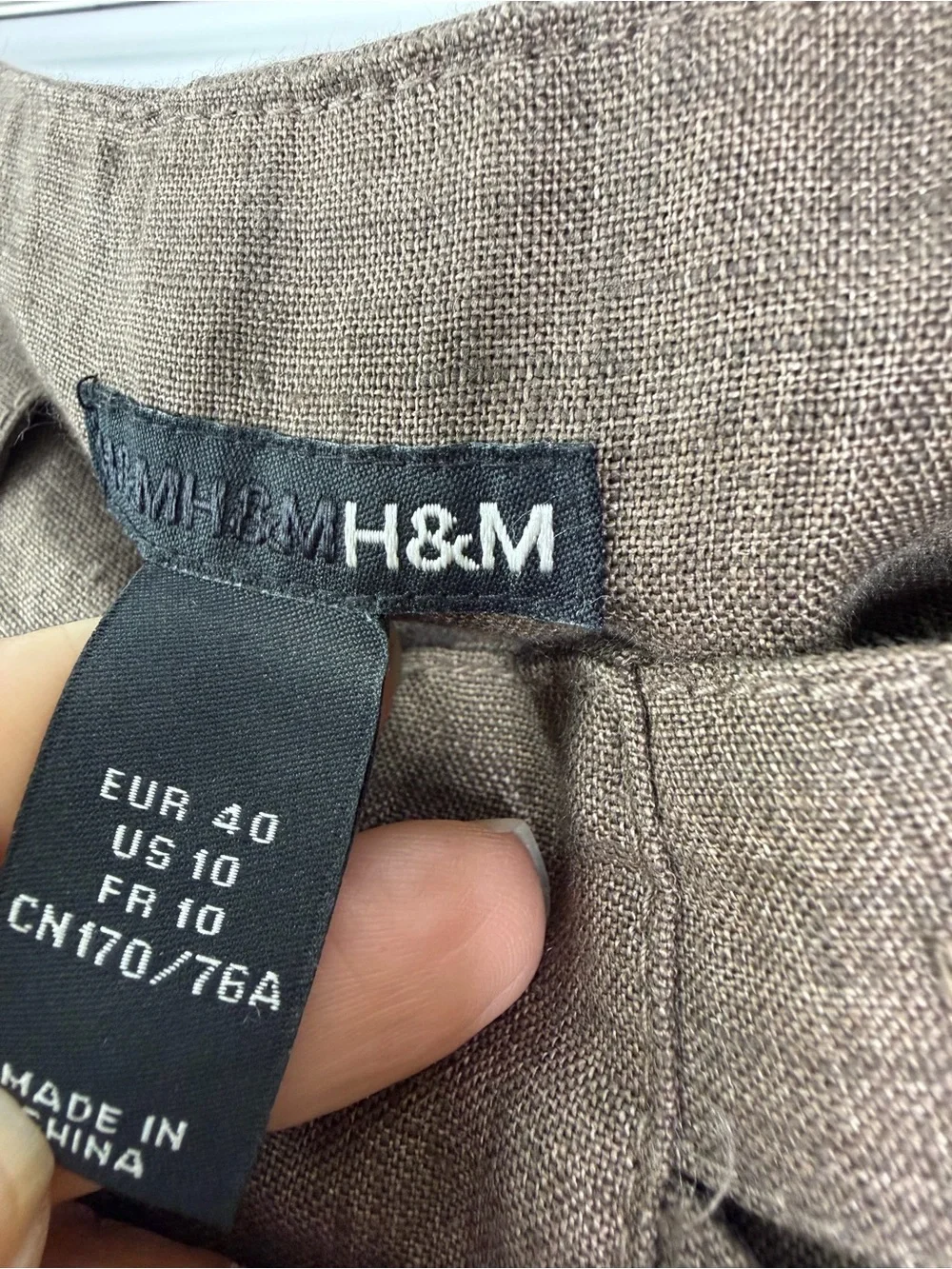 H&M Linen Blend Wide Leg Pants Women’s Size 10 Brown High Rise Pleated Trouser